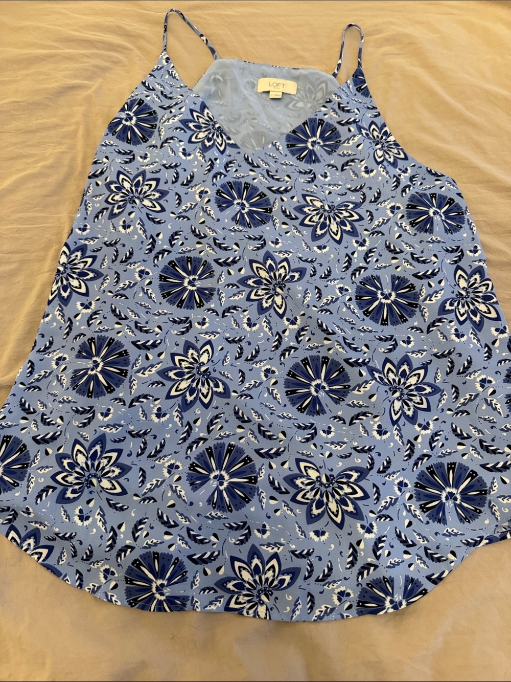 LOFT Light Blue Floral V-Neck Spaghetti Strap Camisole